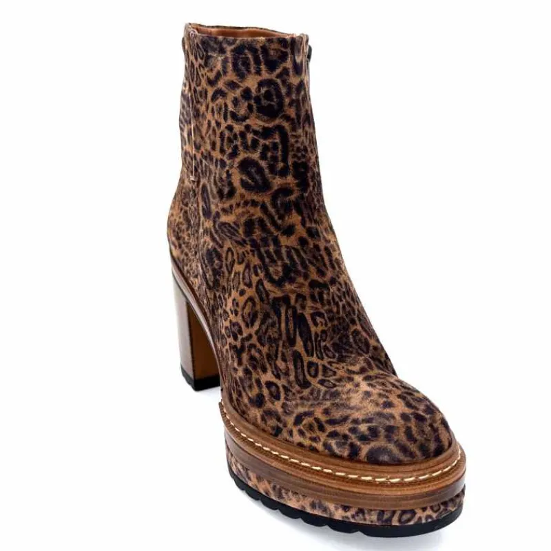 Talon|Animalier<Pons Quintana Bottines 10078.022 Daim Léo Léopard