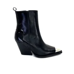 Rock|Santiags<take a walk Bottines Santiags Ivoire L39620 Cuir Noir