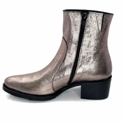 Rock|Basic<follia dolce Bottines Santiags Ivoire Tea Cuir Métal GrisMétal