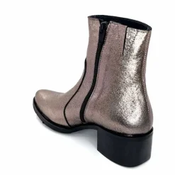 Rock|Basic<follia dolce Bottines Santiags Ivoire Tea Cuir Métal GrisMétal