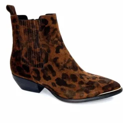 Animalier|Santiags<Ivoire0341a Bottines Santiags Ivoire Ar230p Daim Léo Léopard