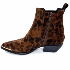 Animalier|Santiags<Ivoire0341a Bottines Santiags Ivoire Ar230p Daim Léo Léopard
