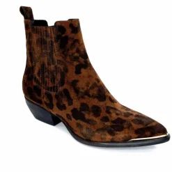 Animalier|Santiags<Ivoire0341a Bottines Santiags Ivoire Ar230p Daim Léo Léopard