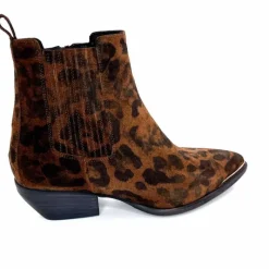 Animalier|Santiags<Ivoire0341a Bottines Santiags Ivoire Ar230p Daim Léo Léopard