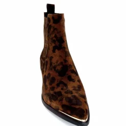 Animalier|Santiags<Ivoire0341a Bottines Santiags Ivoire Ar230p Daim Léo Léopard