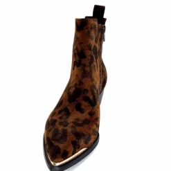 Animalier|Santiags<Ivoire0341a Bottines Santiags Ivoire Ar230p Daim Léo Léopard