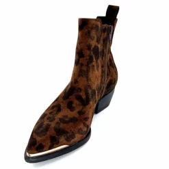 Animalier|Santiags<Ivoire0341a Bottines Santiags Ivoire Ar230p Daim Léo Léopard
