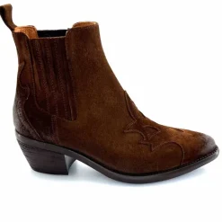 Rock|Santiags<Ivoire0156 Bottines Santiags Ivoire 9500 Lily Daim Marron