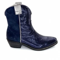 Rock|Santiags<Minka Bottines Santiags Heidie Cuir Métal &amp; Daim Marine