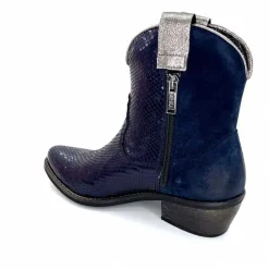 Rock|Santiags<Minka Bottines Santiags Heidie Cuir Métal &amp; Daim Marine