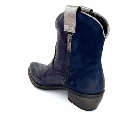 Rock|Santiags<Minka Bottines Santiags Heidie Cuir Métal &amp; Daim Marine