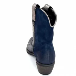 Rock|Santiags<Minka Bottines Santiags Heidie Cuir Métal &amp; Daim Marine