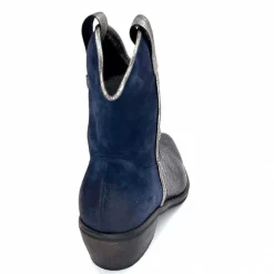 Rock|Santiags<Minka Bottines Santiags Heidie Cuir Métal &amp; Daim Marine