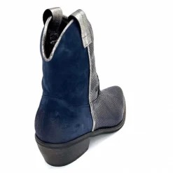 Rock|Santiags<Minka Bottines Santiags Heidie Cuir Métal &amp; Daim Marine