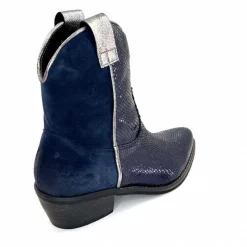 Rock|Santiags<Minka Bottines Santiags Heidie Cuir Métal &amp; Daim Marine