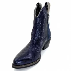 Rock|Santiags<Minka Bottines Santiags Heidie Cuir Métal &amp; Daim Marine