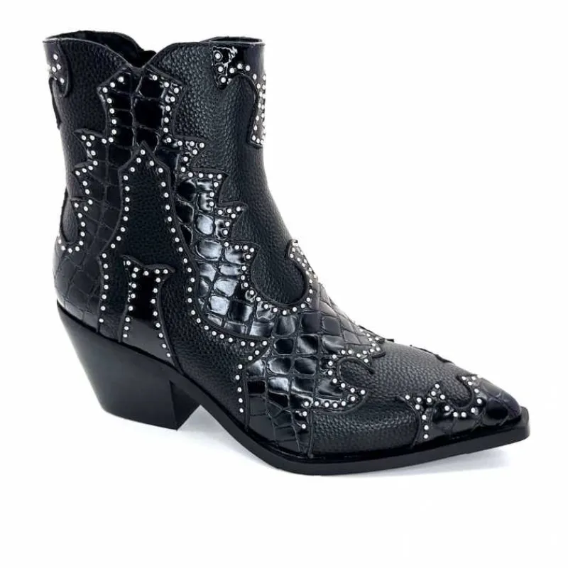 Rock|Fantaisie<noa harmon Bottines Santiags 9098 Cuir Noir