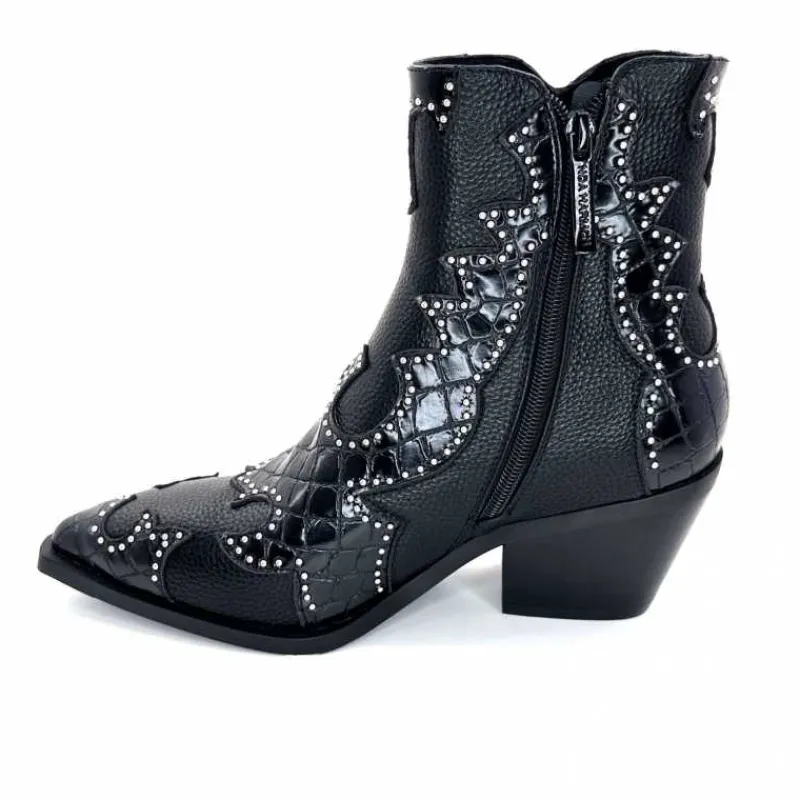 Rock|Fantaisie<noa harmon Bottines Santiags 9098 Cuir Noir