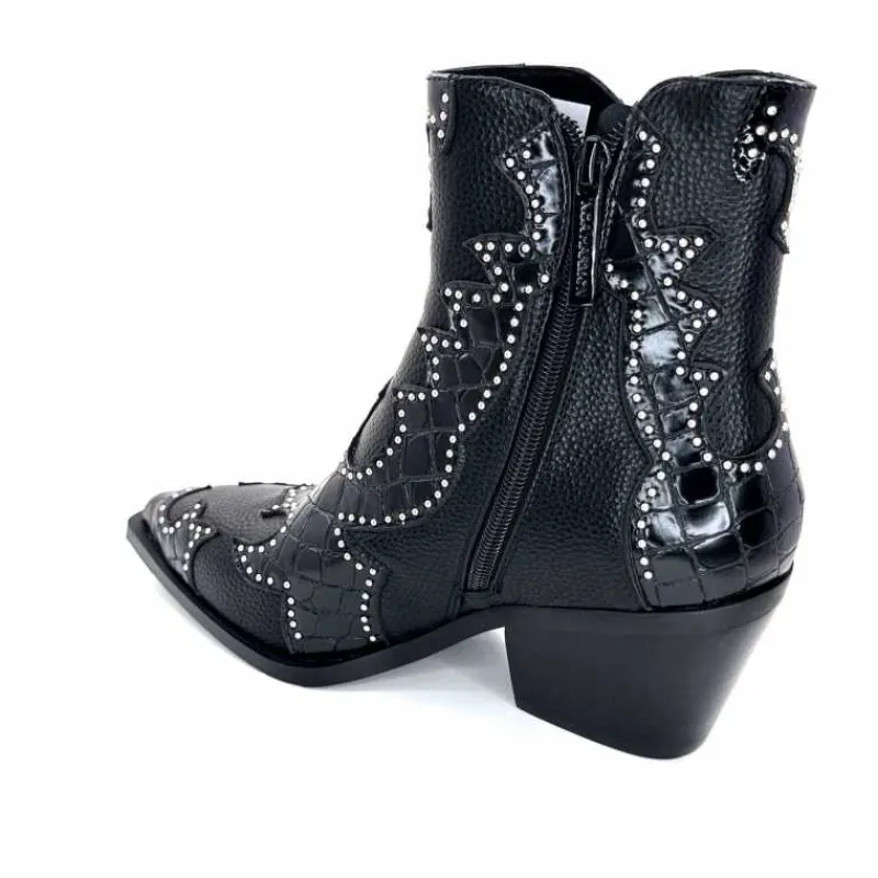 Rock|Fantaisie<noa harmon Bottines Santiags 9098 Cuir Noir