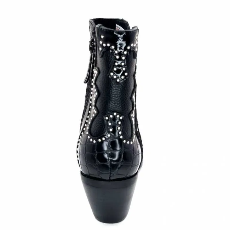 Rock|Fantaisie<noa harmon Bottines Santiags 9098 Cuir Noir