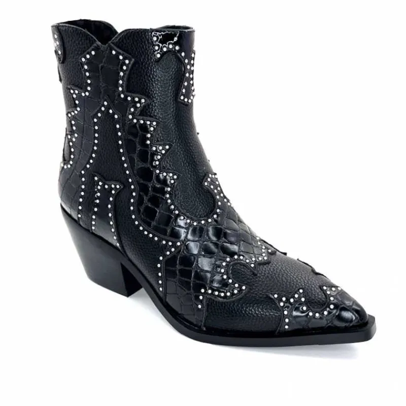 Rock|Fantaisie<noa harmon Bottines Santiags 9098 Cuir Noir