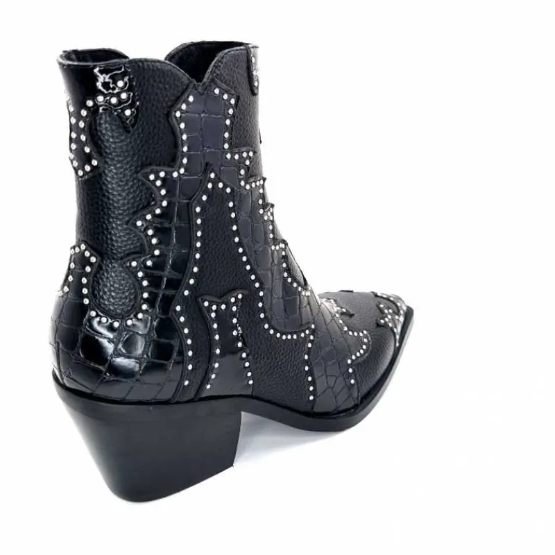 Rock|Fantaisie<noa harmon Bottines Santiags 9098 Cuir Noir