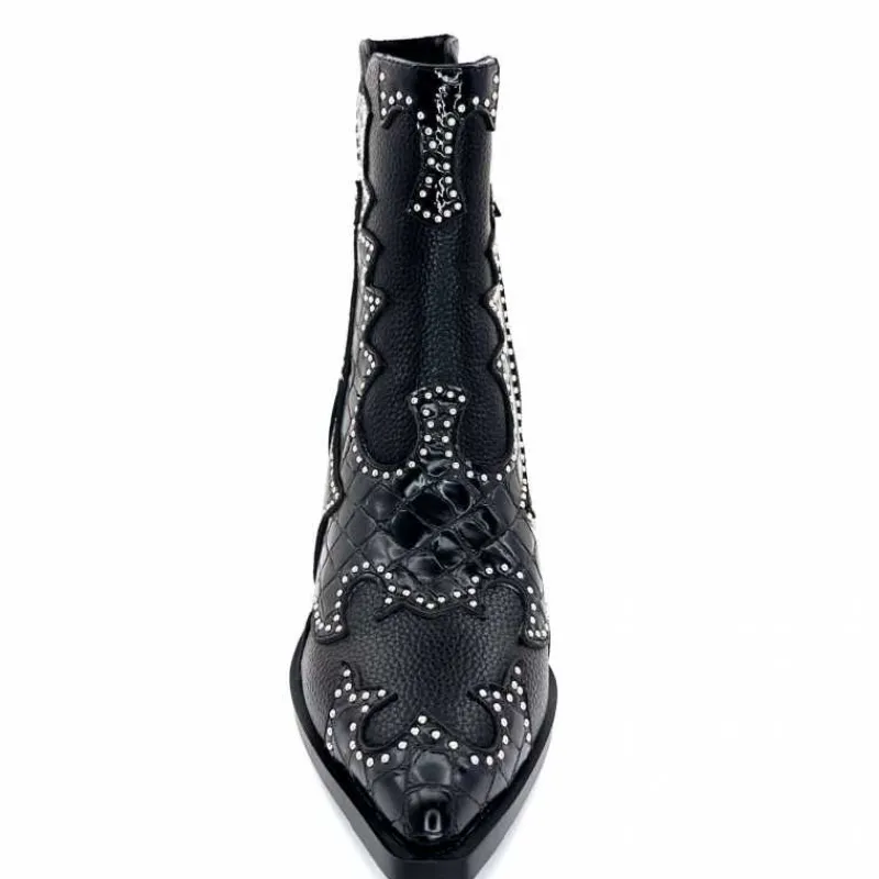 Rock|Fantaisie<noa harmon Bottines Santiags 9098 Cuir Noir