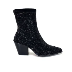 Soirée|Bijoux<Pedro Miralles Bottines Santiags 25534 Daim Et Strass Noir