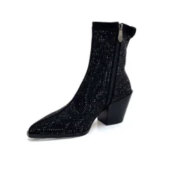 Soirée|Bijoux<Pedro Miralles Bottines Santiags 25534 Daim Et Strass Noir