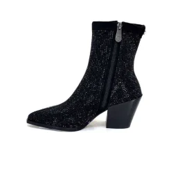 Soirée|Bijoux<Pedro Miralles Bottines Santiags 25534 Daim Et Strass Noir