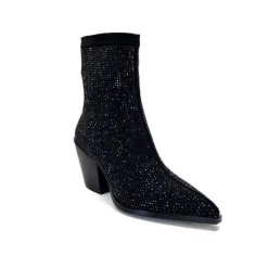Soirée|Bijoux<Pedro Miralles Bottines Santiags 25534 Daim Et Strass Noir