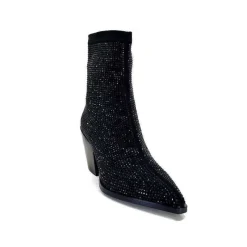 Soirée|Bijoux<Pedro Miralles Bottines Santiags 25534 Daim Et Strass Noir