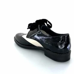 Fantaisie|Lacets<Myma Derbies 7805/00 Cuir Vernis Cuir Crème Noir