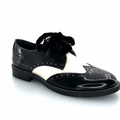 Fantaisie|Lacets<Myma Derbies 7805/00 Cuir Vernis Cuir Crème Noir