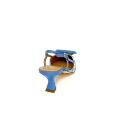 Elégant|Escarpins<chantal Escarpins Bride Arrière 2247 Cuir Raffia Beige Bleu