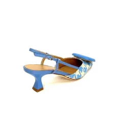 Elégant|Escarpins<chantal Escarpins Bride Arrière 2247 Cuir Raffia Beige Bleu