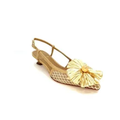 Escarpins<chantal Escarpins Bride Arrière 2211 Textile Raffia Beige