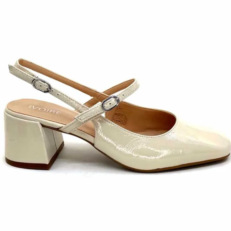 Elégant|Escarpins<Ivoire0104a Escarpins Bride Arrière Ivoire A53097 Cuir Vernis Crème