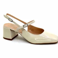 Elégant|Escarpins<Ivoire0104a Escarpins Bride Arrière Ivoire A53097 Cuir Vernis Crème