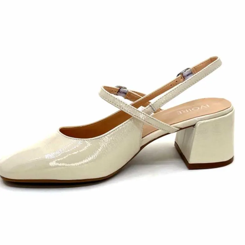 Elégant|Escarpins<Ivoire0104a Escarpins Bride Arrière Ivoire A53097 Cuir Vernis Crème