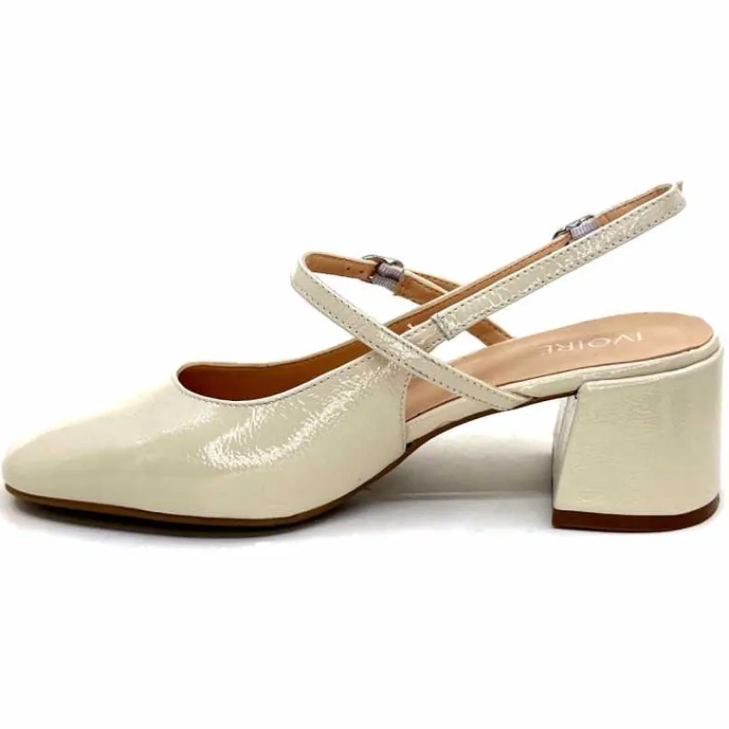 Elégant|Escarpins<Ivoire0104a Escarpins Bride Arrière Ivoire A53097 Cuir Vernis Crème