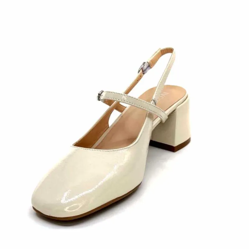 Elégant|Escarpins<Ivoire0104a Escarpins Bride Arrière Ivoire A53097 Cuir Vernis Crème