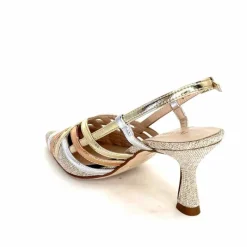 Soirée|Escarpins<Ivoire0376 Escarpins Bride Arrière Ivoire 20906 Cuir Métallique Textile Beige