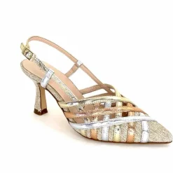 Soirée|Escarpins<Ivoire0376 Escarpins Bride Arrière Ivoire 20906 Cuir Métallique Textile Beige