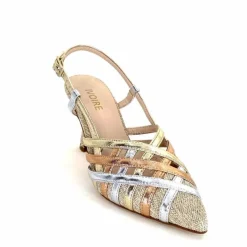 Soirée|Escarpins<Ivoire0376 Escarpins Bride Arrière Ivoire 20906 Cuir Métallique Textile Beige