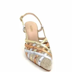 Soirée|Escarpins<Ivoire0376 Escarpins Bride Arrière Ivoire 20906 Cuir Métallique Textile Beige