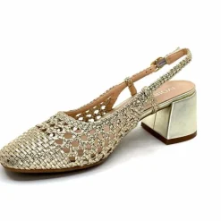 Elégant|Escarpins<Ivoire0104a Escarpins Bride Arrière Ivoire A53326 Cuir Dé Or