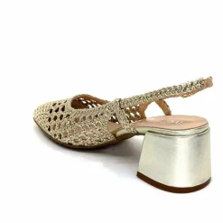 Elégant|Escarpins<Ivoire0104a Escarpins Bride Arrière Ivoire A53326 Cuir Dé Or