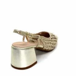 Elégant|Escarpins<Ivoire0104a Escarpins Bride Arrière Ivoire A53326 Cuir Dé Or