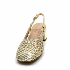 Elégant|Escarpins<Ivoire0104a Escarpins Bride Arrière Ivoire A53326 Cuir Dé Or